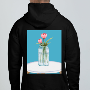 Oversized Hoodie (S-3XL) – Floral Vase | Elegant Botanical Tabletop Design