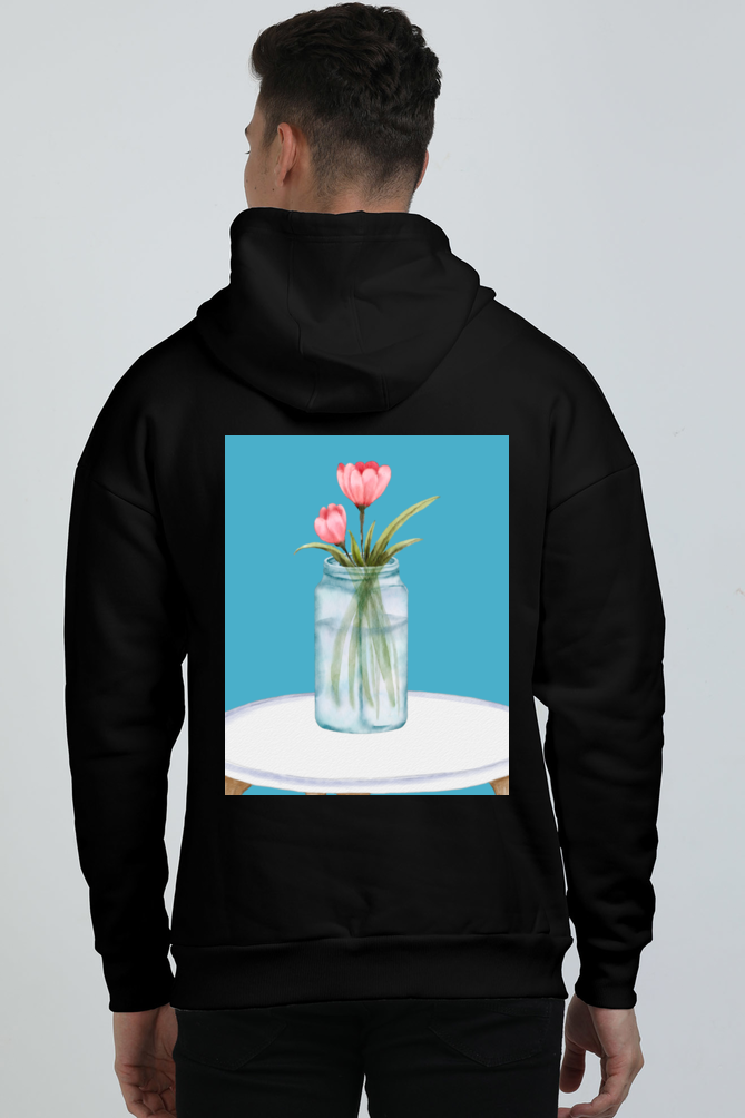 Oversized Hoodie (S-3XL) – Floral Vase | Elegant Botanical Tabletop Design