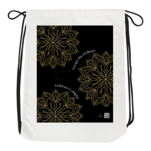 Drawstring Bag - Escape the Ordinary, Embrace Coldplay | Cosmic Geometric Floral Design