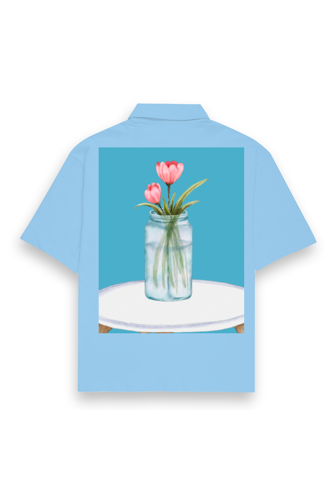 Oversized Shirt (S-3XL) – Floral Vase | Elegant Botanical Tabletop Design