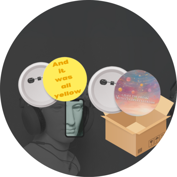 61 Quantum Pack - Yellow & Chase the Dream Badge Set | Coldplay-Inspired Pins