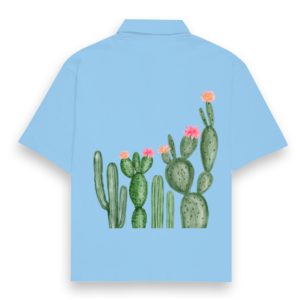 Oversized Shirt – Watercolor Wild Cactus with Floral Tips