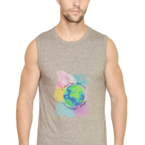 Male Sleeveless T-Shirt – Color the World, Coldplay’s Tune Earth Illustration