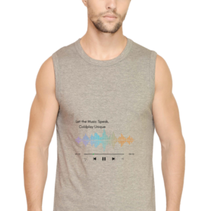 Male Sleeveless T-Shirt – Let the Music Speak, Coldplay Unique