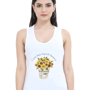 Tank Top - "I Can Buy Myself Flowers" with Sunflower Bouquet Design