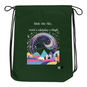 Drawstring Bag – Ride the Sky, with Coldplay's High | Vibrant Cityscape