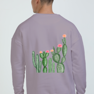 Oversized Sweatshirt – Watercolor Wild Cactus with Floral Tips