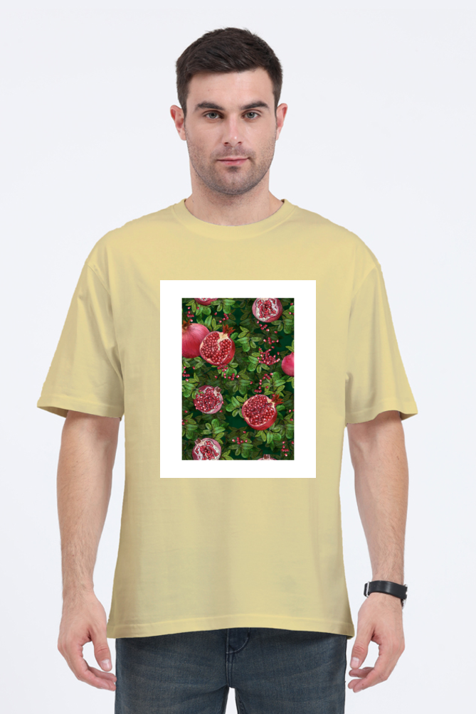 Oversized Standard T-Shirt (XS-XXL) – Lush Pomegranate Plant | Botanical Fruit Aesthetic