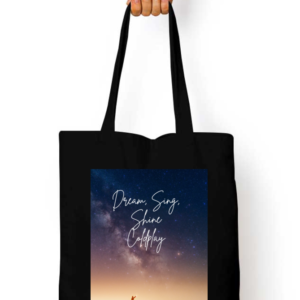 Tote Bag Zipper - Dream, Sing, Shine, Coldplay | Starry Night Sky Design
