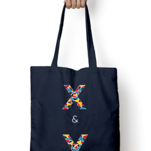 Tote Bag Zipper – X & Y Typography | Colorful Geometric Design
