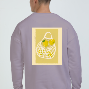 Oversized Sweatshirt – Artistic Lemon Net Bag Illustration