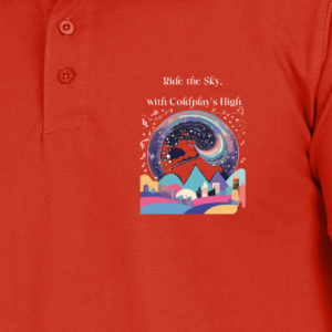 Male Polo Shirt – Ride the Sky, with Coldplay’s High | Vibrant Cityscape Design (S-3XL)