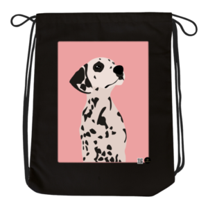 Drawstring Bag – Dalmatian Dog | Stylish Pink Background Design