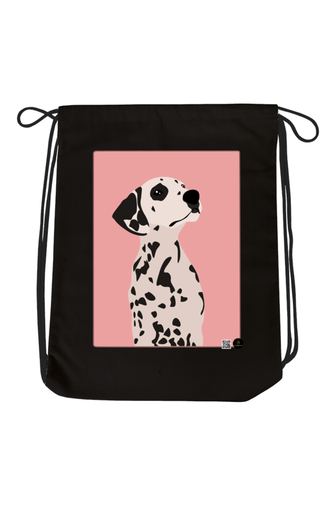 Drawstring Bag – Dalmatian Dog | Stylish Pink Background Design