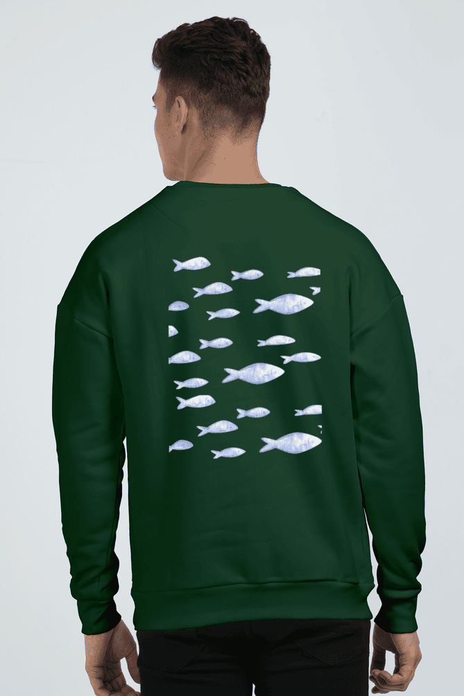 Oversized Sweatshirt (S-XXL) – Swimming Fishes | Artistic Marine Life Design - Image 2