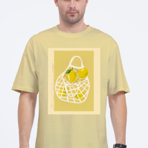 Oversized Standard T-Shirt – Artistic Lemon Net Bag Illustration