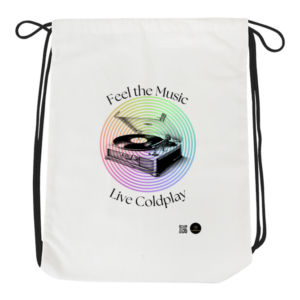 Drawstring Bag – Feel the Music, Live Coldplay Vintage Record Design