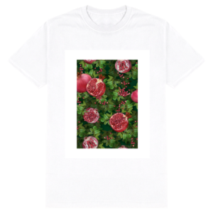 Male Standard Crew T-Shirt (S-XXL) – Lush Pomegranate Plant | Botanical Fruit Aesthetic