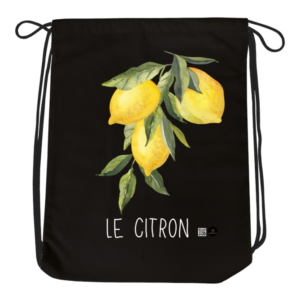 Drawstring Bag – Le Citron | Elegant Lemon Branch Design (Black, Navy Blue, Bottle Green, Red, Maroon)