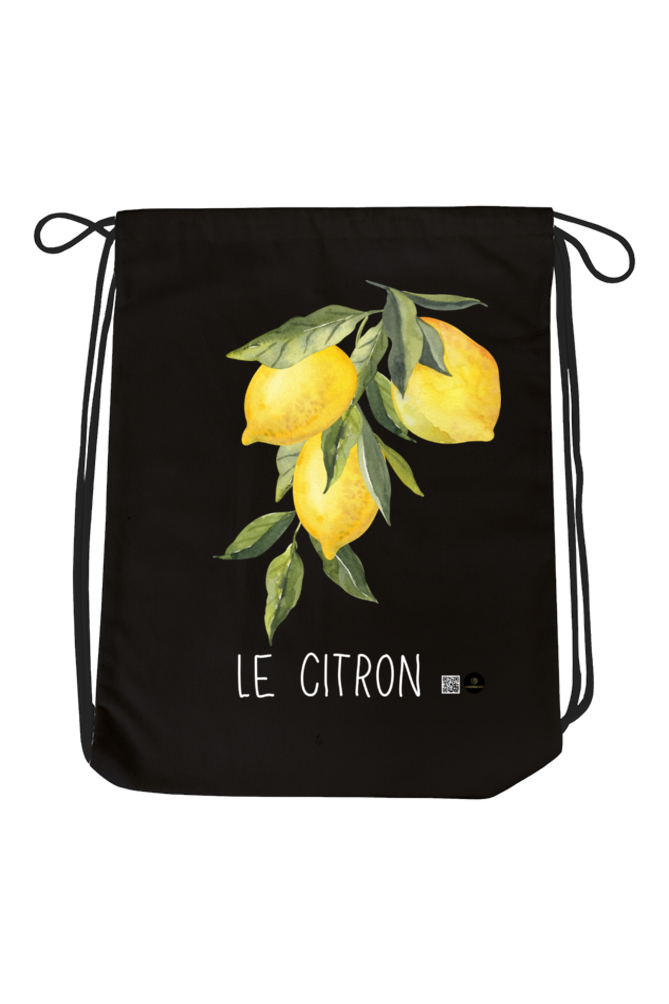 Drawstring Bag – Le Citron | Elegant Lemon Branch Design (Black, Navy Blue, Bottle Green, Red, Maroon)