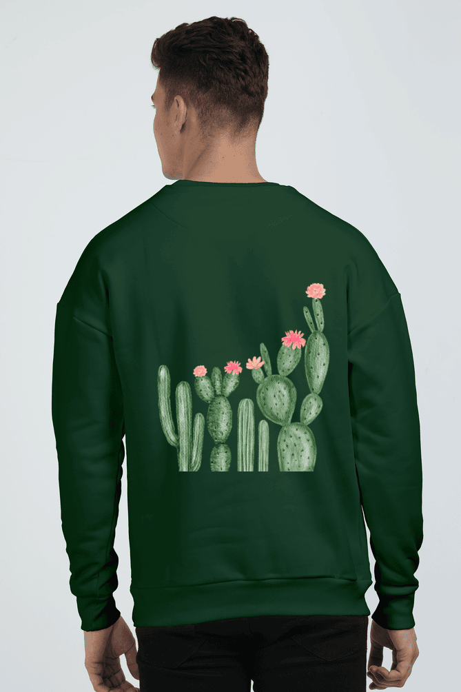 Oversized Sweatshirt – Watercolor Wild Cactus with Floral Tips - Image 2