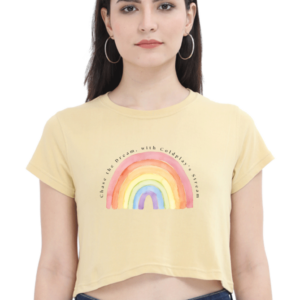 Female Crop Top – Chase the Dream, Watercolor Rainbow Illustration