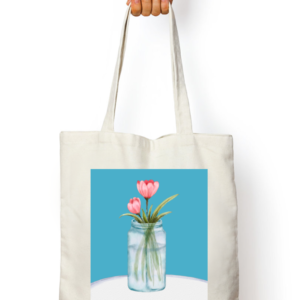 Tote Bag with Zipper – Floral Vase | Elegant Botanical Tabletop Design