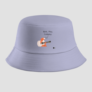 Bucket Hat – Bark, Play, Coldplay Dog Guitar Design (Light Baby Pink & Lavender)