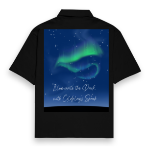 Men’s Oversized Shirt – Illuminate the Dark, with Coldplay’s Spark Green Aurora Design