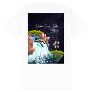 Male Standard Crew T-Shirt – Dream, Sing, Shine Coldplay | Astronaut & Waterfall Starry Design