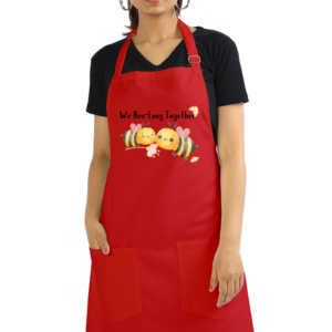 Apron – We Bee-Long Together Design (White & Red)