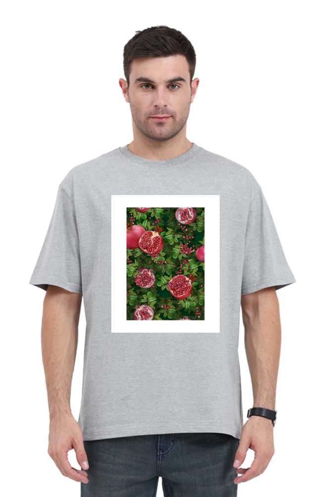 Oversized Standard T-Shirt (XS-XXL) – Lush Pomegranate Plant | Botanical Fruit Aesthetic - Image 2