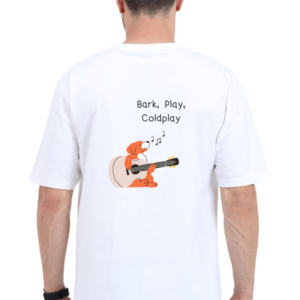 Men’s Oversized Standard T-Shirt – Bark, Play, Coldplay Dog Guitar Design
