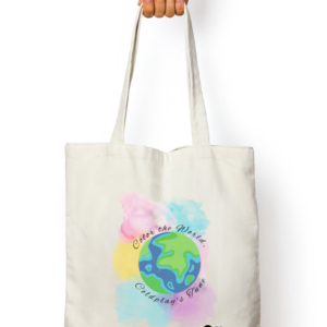 Tote Bag Zipper – Color the World, Coldplay’s Tune with Earth Illustration