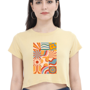 Female Crop Top (XS-XXL) – Vibrant Fusion | Colorful Artistic Collage