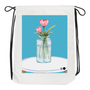 Drawstring Bag – Floral Vase | Elegant Botanical Tabletop Design