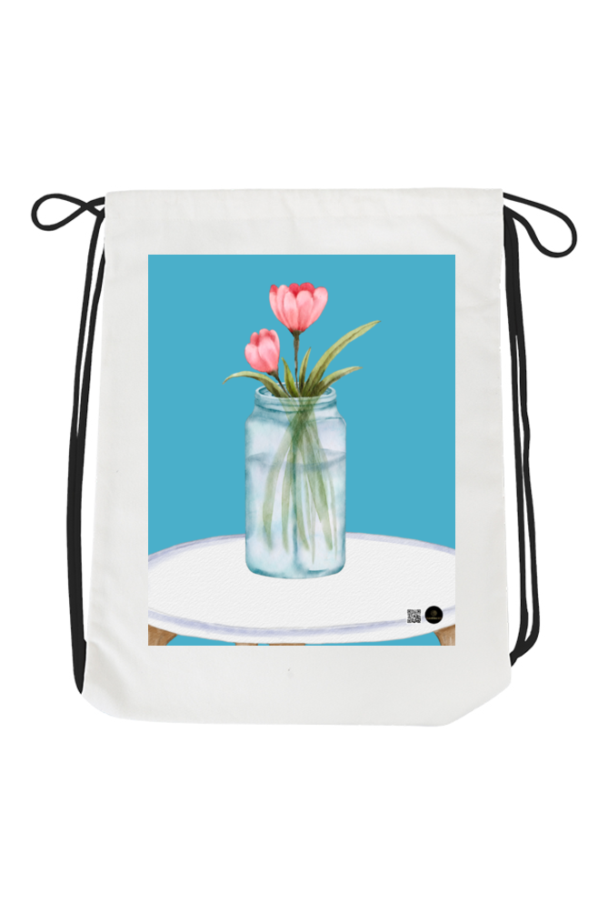Drawstring Bag – Floral Vase | Elegant Botanical Tabletop Design