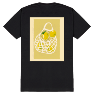 Male Standard Crew T-Shirt – Artistic Lemon Net Bag Illustration