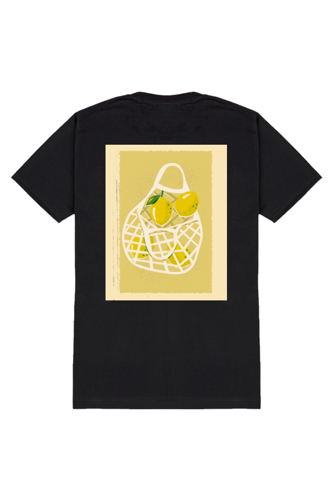 Male Standard Crew T-Shirt – Artistic Lemon Net Bag Illustration