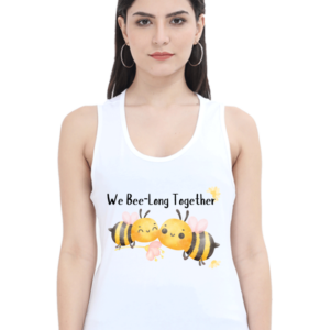 Female Tank Top – We Bee-Long Together Design (XS-XL, Grey, Pink, White)
