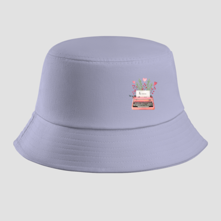 Lavender "Be Mine" Typewriter Unisex Bucket Hat – Light Baby Pink & Lavender – One Size