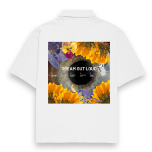 "Dream Out Loud" – Coldplay-Inspired Unisex White Oversized Shirt | Quantum Dot Gold Collection