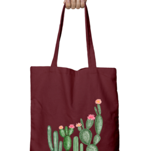 Tote Bag Zipper – Watercolor Wild Cactus with Floral Tips