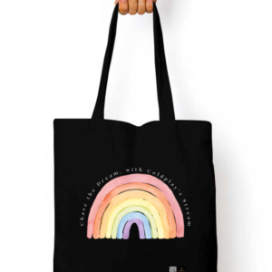 Tote Bag with Zipper - Chase the Dream | Whimsical Watercolor Rainbow Design