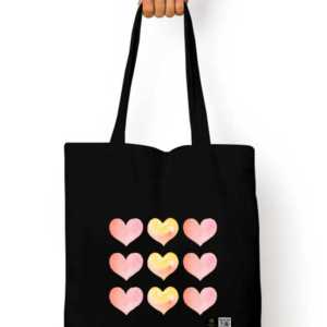 Tote Bag Zipper - Dripping Hearts Grid Design (Standard Size)