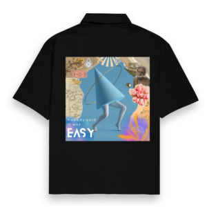 "Nobody Said It Was Easy" – Coldplay-Inspired Unisex Black Oversized Shirt | Quantum Dot Gold Collection