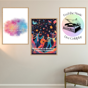 Coldplay-Inspired Printable Wall Art – ‘Eat Sleep Coldplay Repeat,’ ‘Coldplay Symphony,’ & ‘Live Coldplay’ - Set of 3