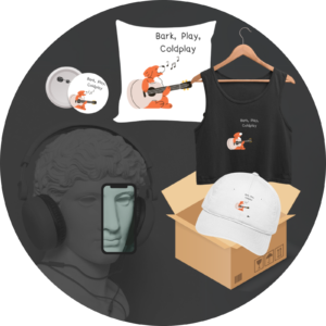 Quantum Bundle – Bark, Play, Coldplay (Cushion Cover, Crop Tank Top, Cap, Badge 75mm)