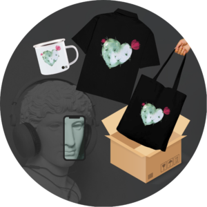 Quantum Bundle - "Cactus Heart" Collection (Mug, Oversized Shirt, Tote Bag)