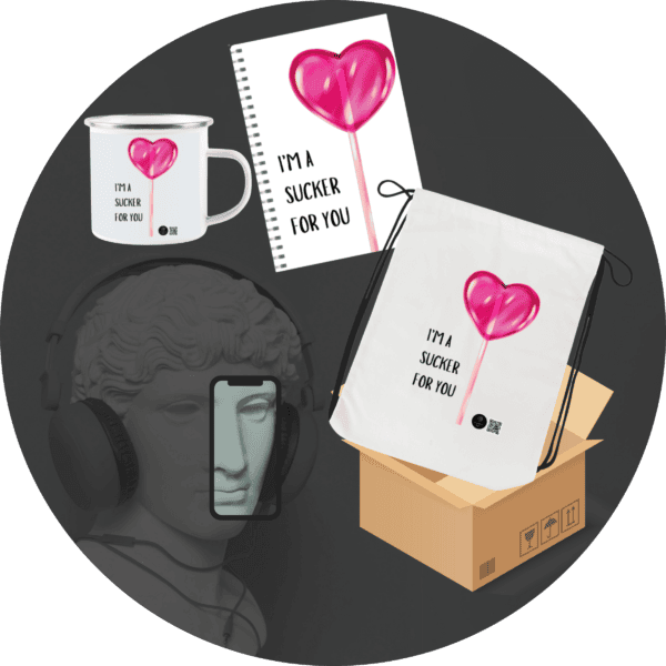 Quantum Bundle - "I'm A Sucker For You" Collection (Mug, Notepad, and Drawstring Bag)